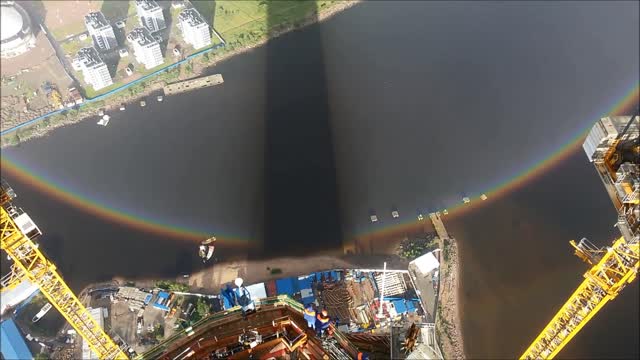 Circular Rainbow from Lakhta Center Skyscraper in St. Petersburg