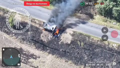 Footage of the destruction of an American Humvee in the Kursk region