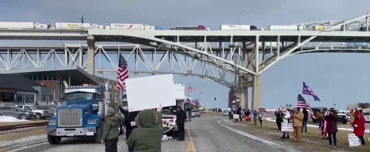 Port Huron Michigan: Protests now occurring on US side of the bridge.