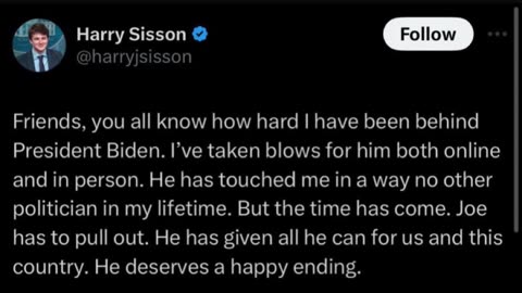 Harry Sisson claimed he has taken blows for Biden