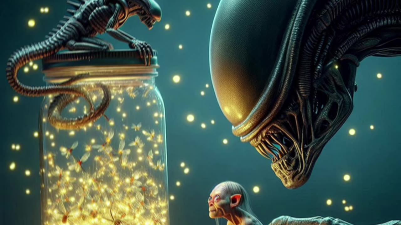 Alien and Gollum AI art