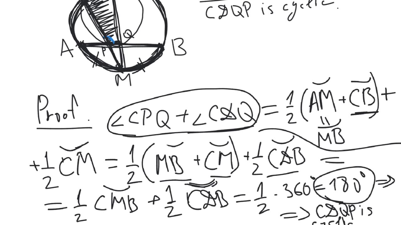 Cyclic quadrilateral formed by inscribed angle from the midpoint of an arc | geometry | intermediate