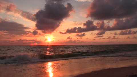 Beach Waves And Sunset |Nature