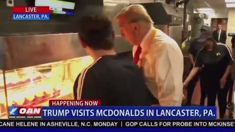 President Donald Trump works at Lancaster, PA Mcdonalds