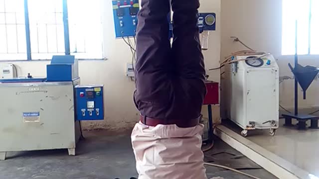 Funny yoga in laboratory | a funny Indian man doing funny yoga in laboratory