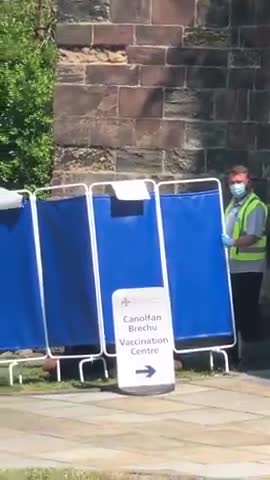 Bangor North Wales - A Man Collapsed Outside The Vaccination Center After Receiving His Jab- 7-21-21