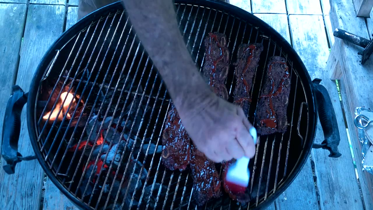 Flanking Style Ribs on the Kettle Grill