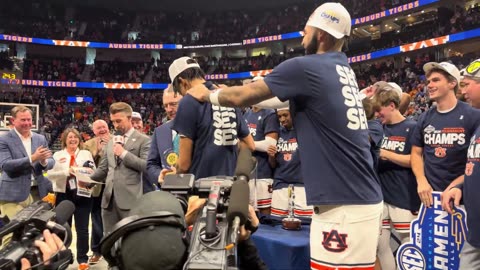 Auburn Celebrates After Winning The SEC Tournament Trophy Presentation in Nashville