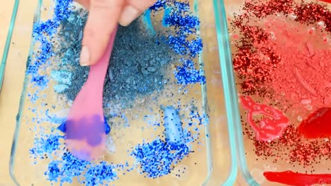 Mixing Makeup Eyeshadow Into Slime ! Blue vs Red Special Series Part 9 ! Satisfy