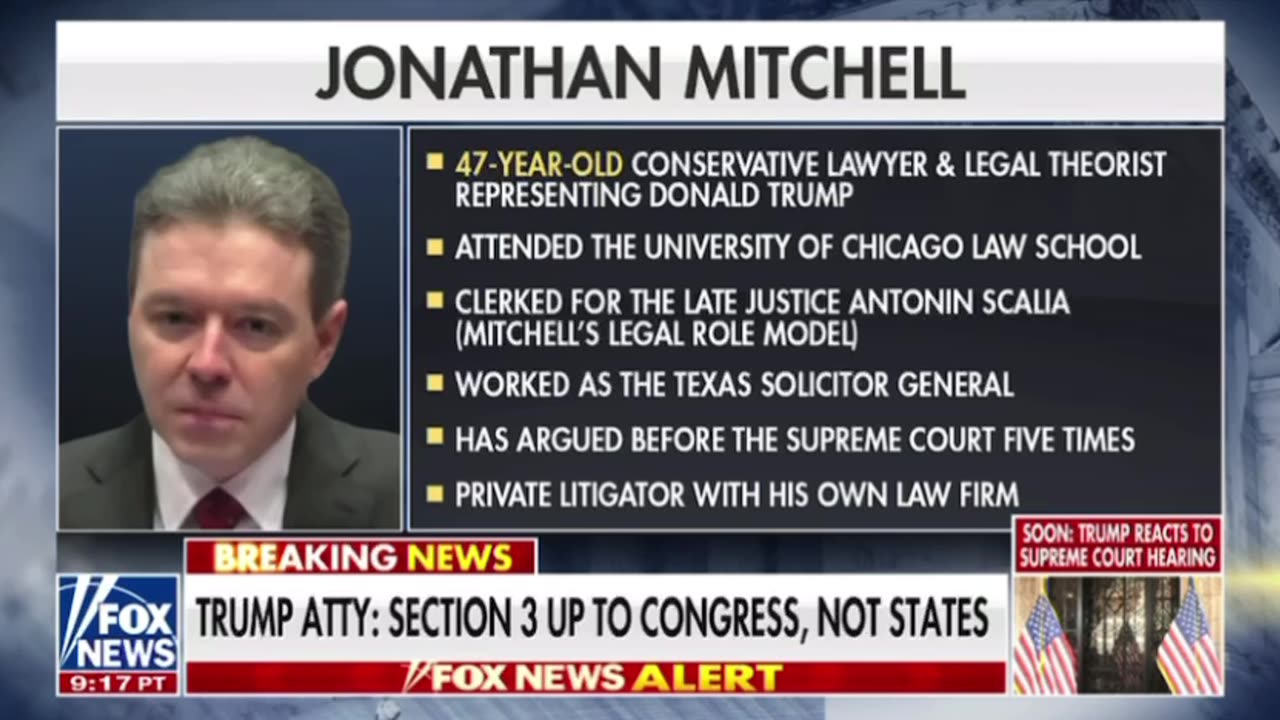 Attorney Jonathan Mitchell Arguing On Behalf of Donald Trump