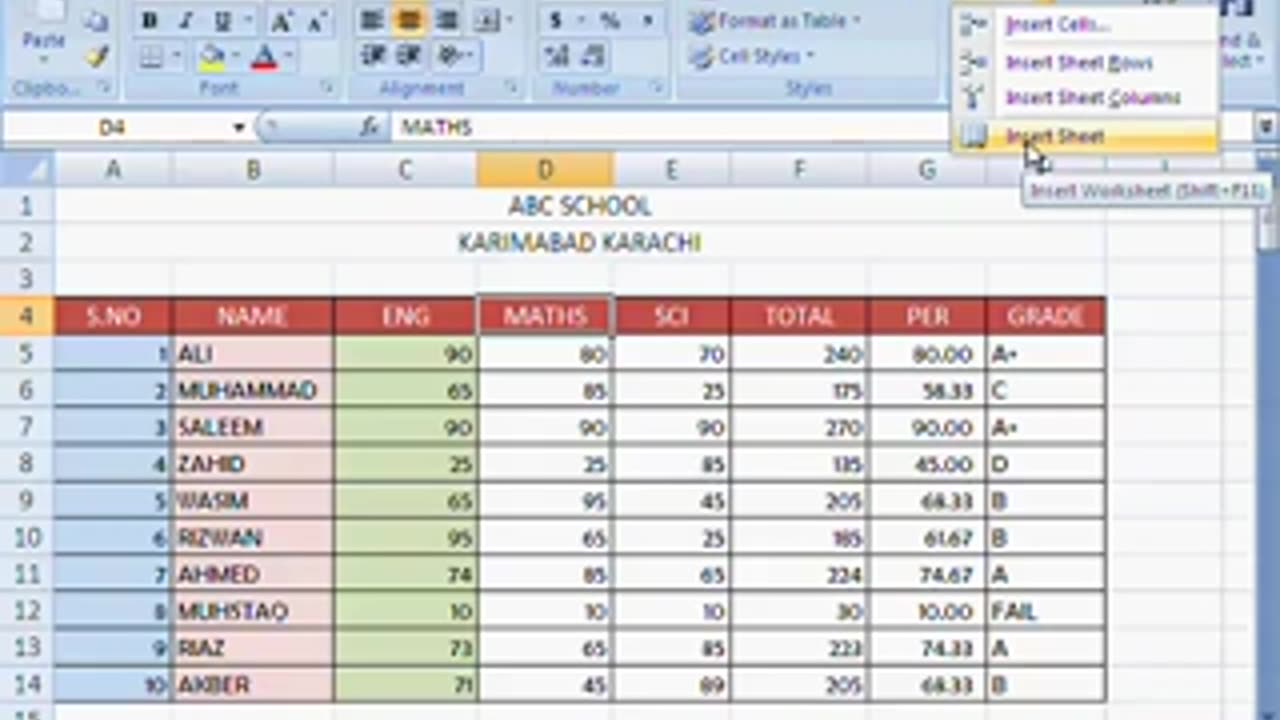 Ms. Excel Learning Tutorial - X (Hindi and URDU)