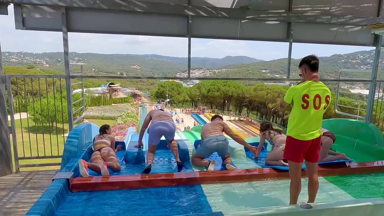 SPAIN Waterpark Mat Racer Water Slide In Lloret De Mar