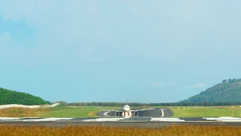 Airplane taking off on a sunny day