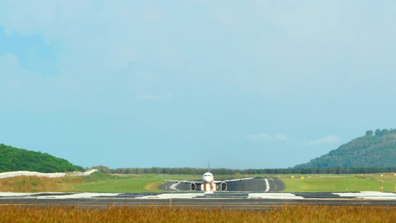 Airplane taking off on a sunny day