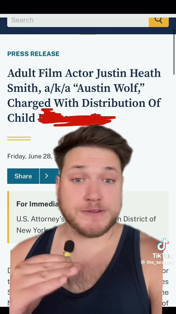 Adult Film Actor Justin Heath Smith, AKA "Austin Wolf" charged with