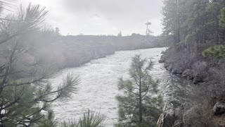 Heavy Rainfall Along Wild Deschutes River Trail – Central Oregon – 4K