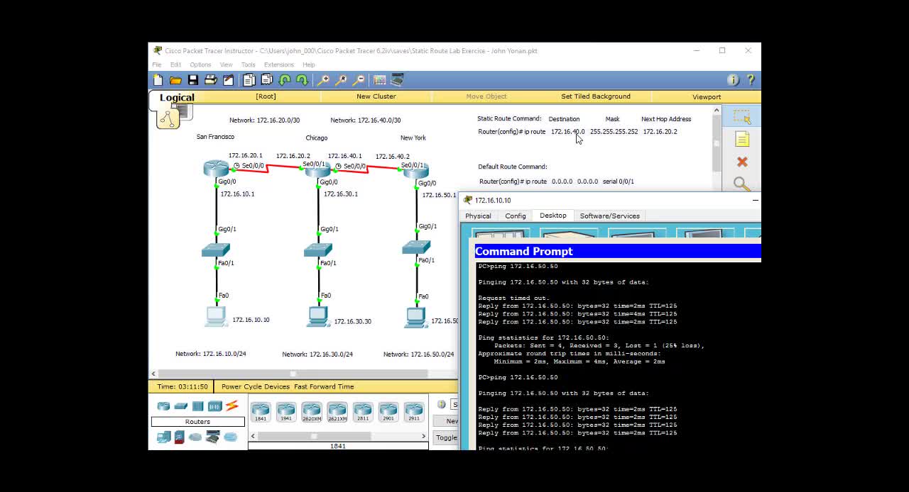 Cisco CCNA - Static Routes and Default Routes