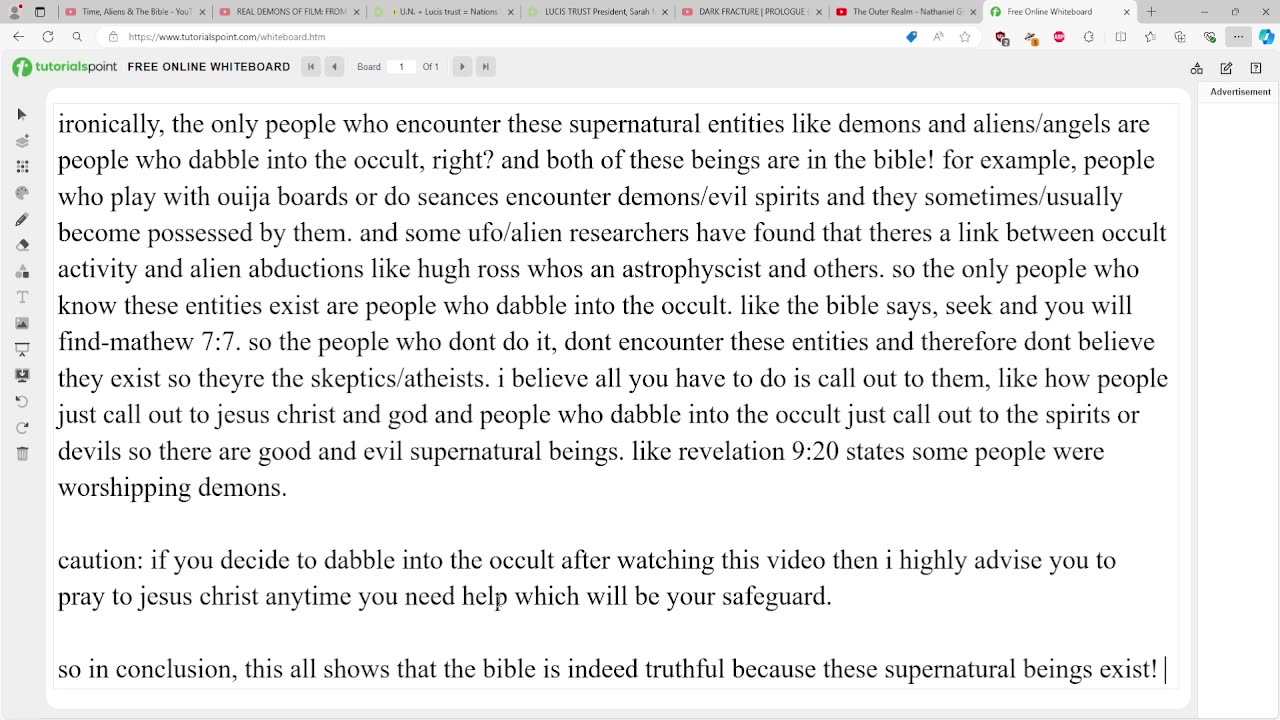 occult activity, demon possessions and alien abductions
