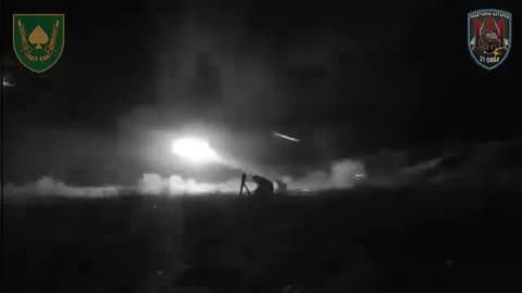 Ukrainian Grad Launcher Fires on Russian Infantry