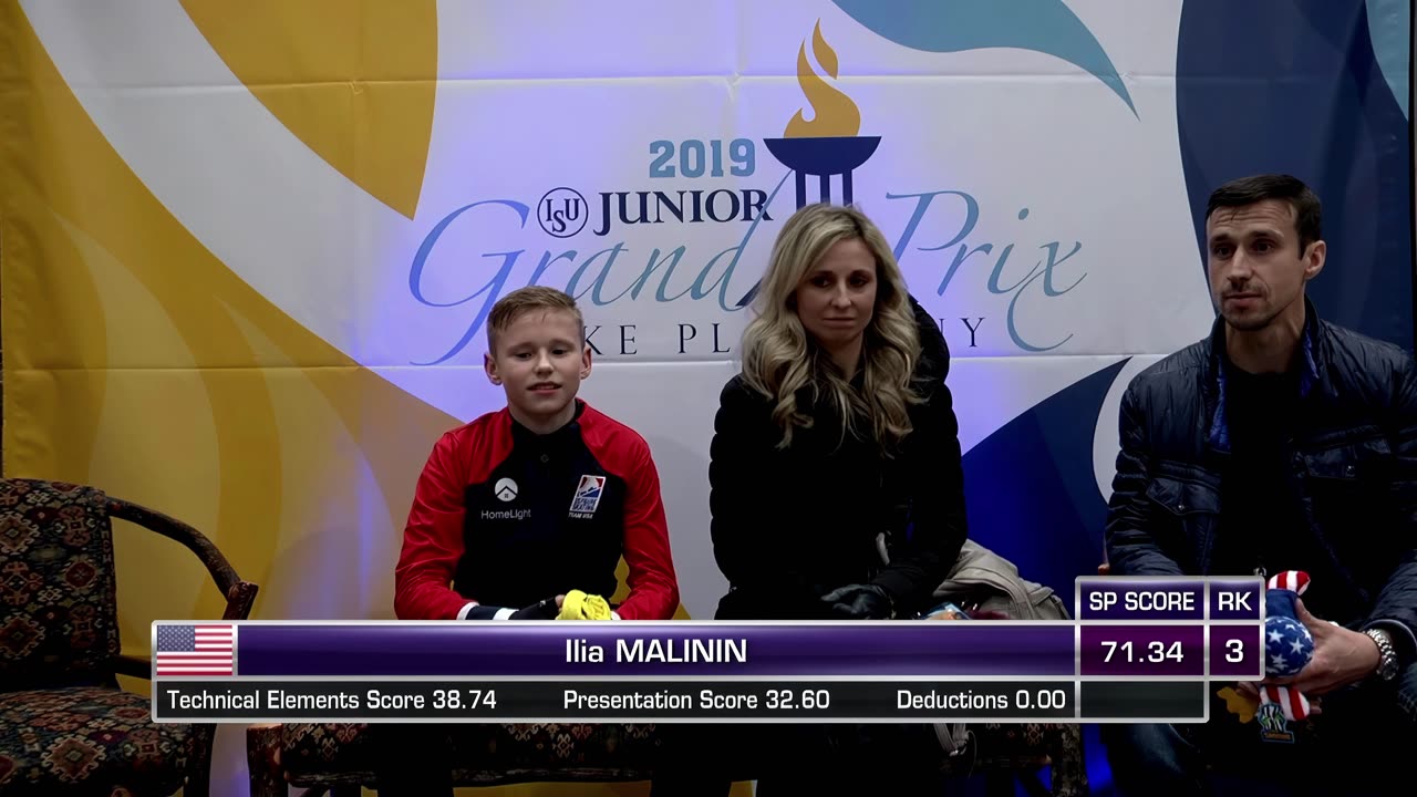 Ilia MALININ🇺🇸🥉Short Program 2019 ISU Lake Placid Jr. Grande Prix Figure Skating (ISU.4K)