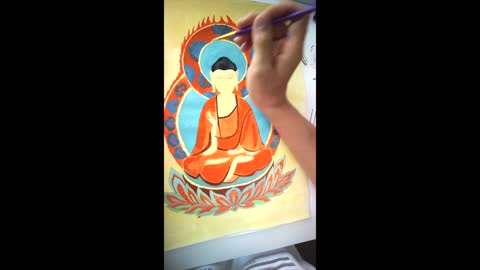 Copying Dunhuang's Buddha Mural by Watercolor