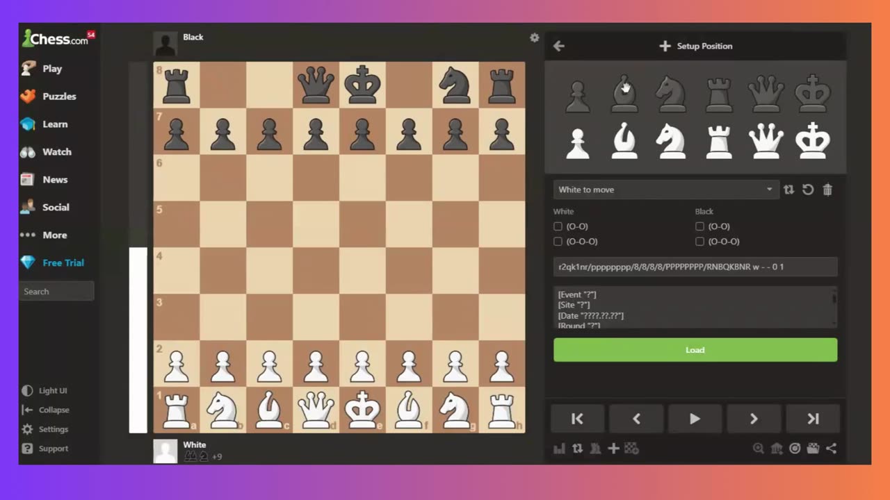 Setting up a chess board online is easy!