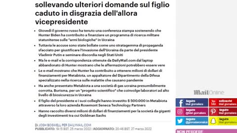 Gli scheletri e le ossa di morti e putrefazione nell'armadio della famiglia Biden e delle altre famiglie d'elitè- Gli affari in Ucraina sui biolaboratori USA finanziati da George Soros e company & in Cina