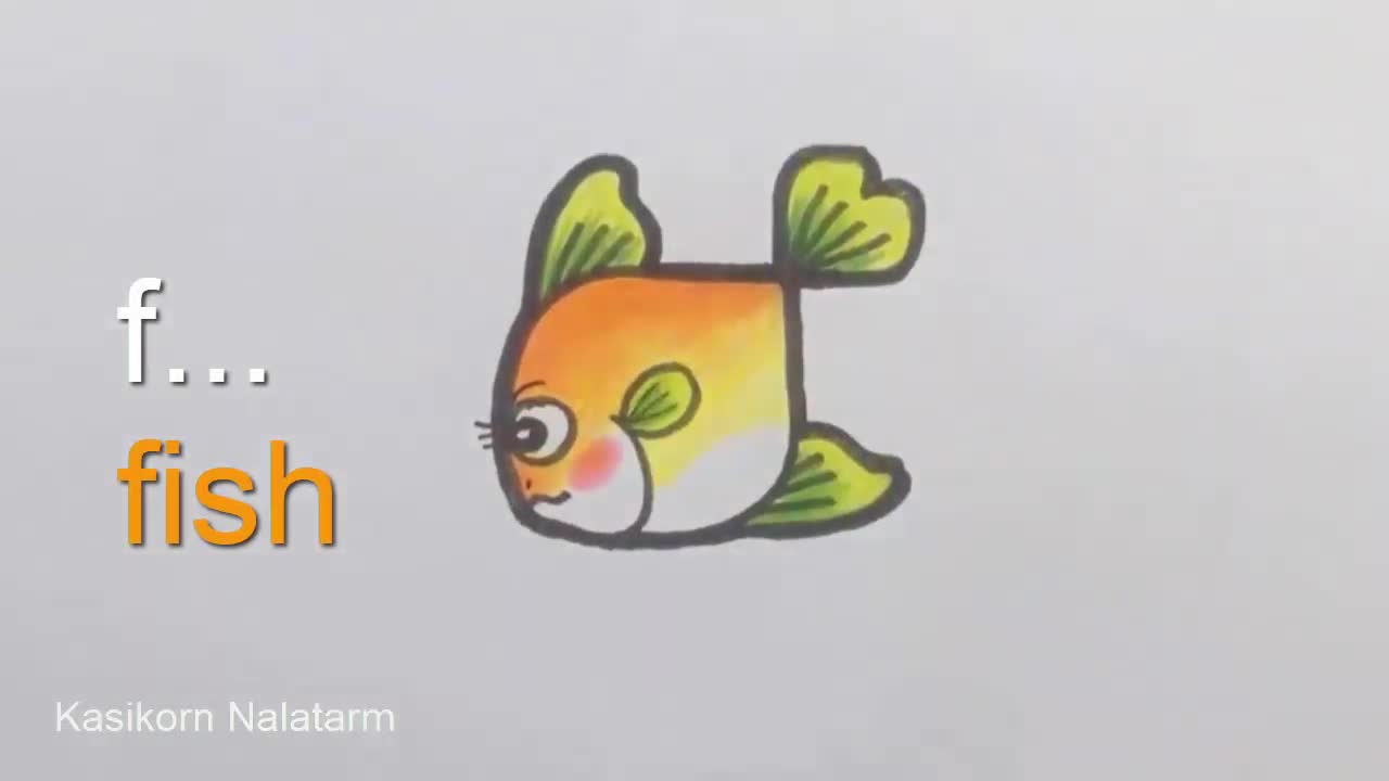 How to turn word f to a cute cartoon fish