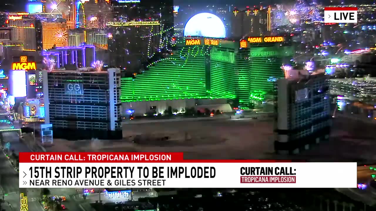 #LasVegas says goodbye to the iconic Tropicana Casino with a drone and light show...