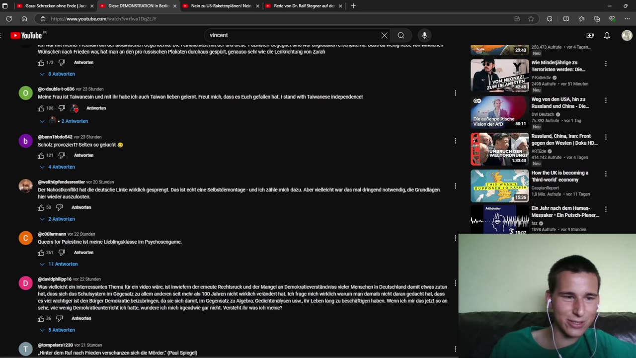 Antideutscher YouTuber Vincent hetzt unfassbar gegen Sahra Wagenknecht und die Friedensbewegung!