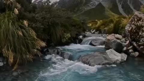 A gentle mountain stream during a hike to the Mount Cook region of New Zealand