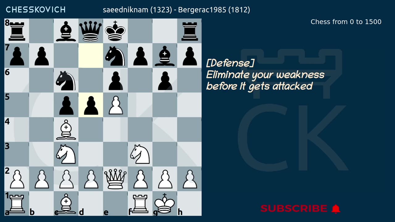 Chess Middlegame from 0 to 1500: Commented Game 9