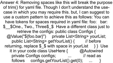 Preserve leading space in application yaml properties