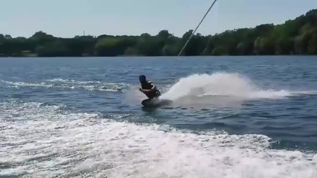 Collab copyright protection - 360 spin kneeboarding lake fail