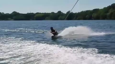 Collab copyright protection - 360 spin kneeboarding lake fail