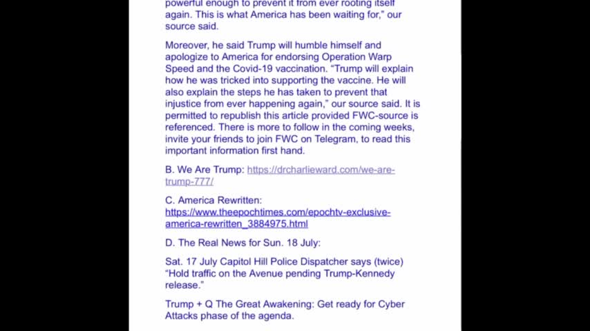 SITUATION UPDATE 7/20/21