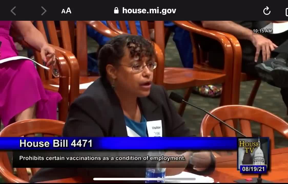 Dr Christina Parks testimony for MI HB4471: Ban requiring employees to get COVID and other shots