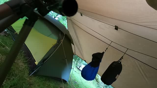 Walking into camp. Riverside wildcamping