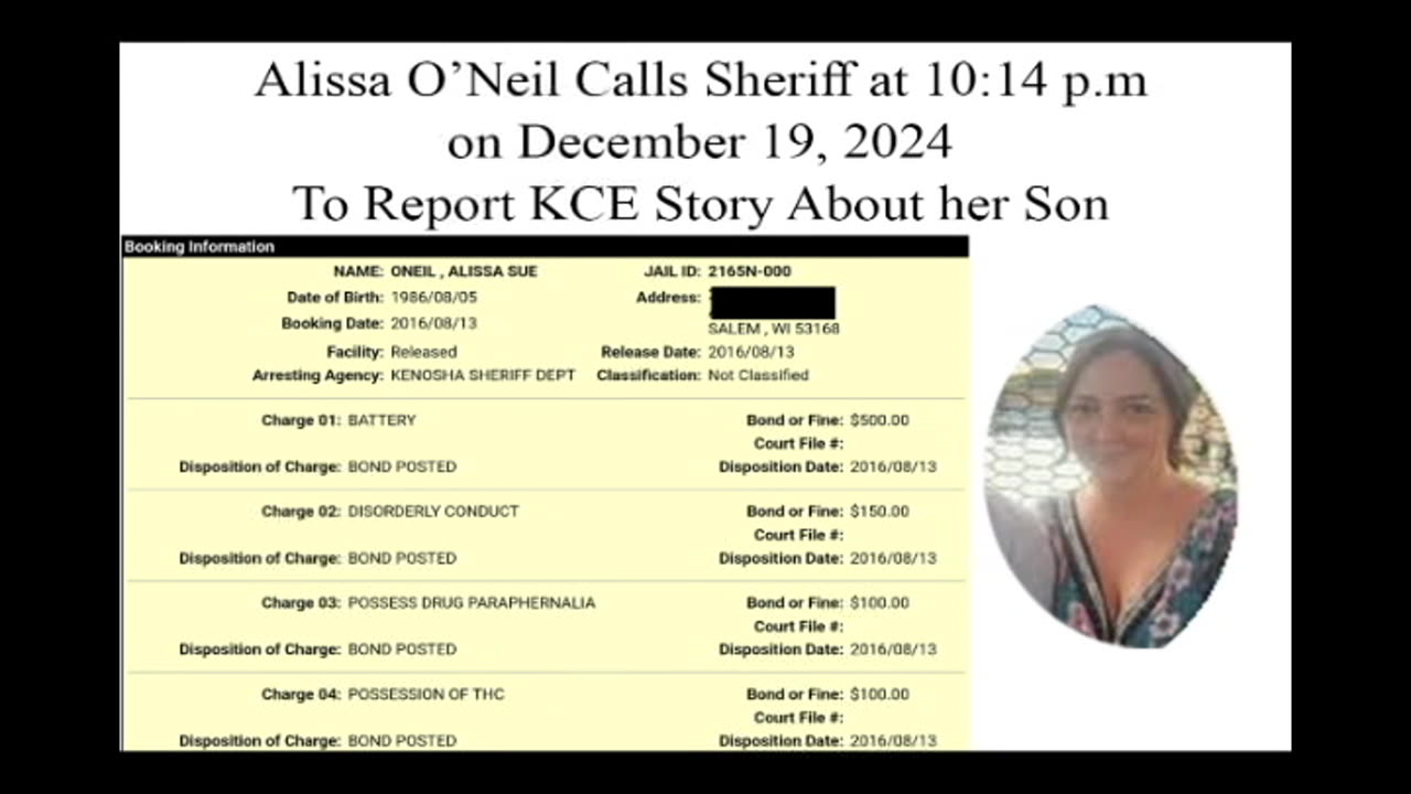 Alissa Oneil, 38, of Paddock Lake Calls Sheriff About Son's Story