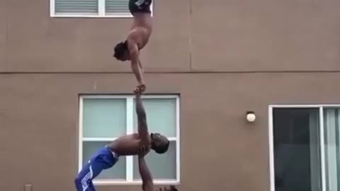 Outdoor acrobatics. Circus