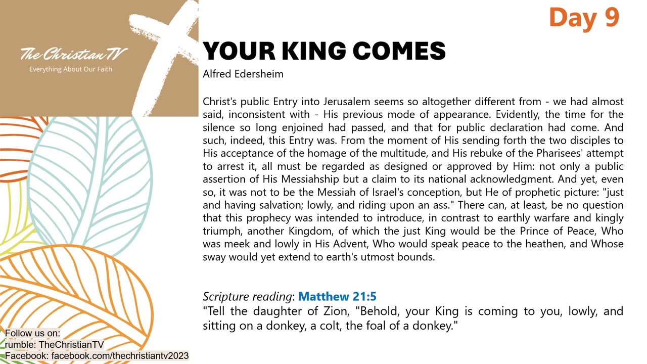 #009 I Daily Devotions I Your King Comes I TheChristianTV