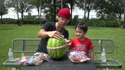 Watermelon vs 500 rubber band challenge