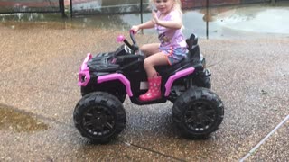 Cajun girl rides her four wheeler.