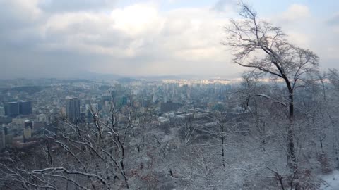 Winter, Namsan, the city of Seoul, South Korea,