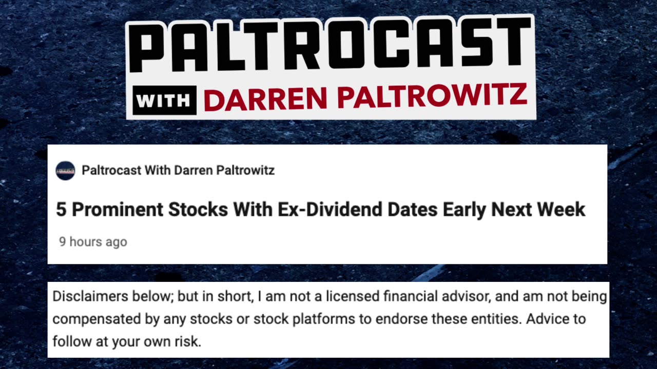 5 Prominent Stocks With Ex-Dividend Dates Early Next Week #Stocks #Dividends #Investing #StockMarket