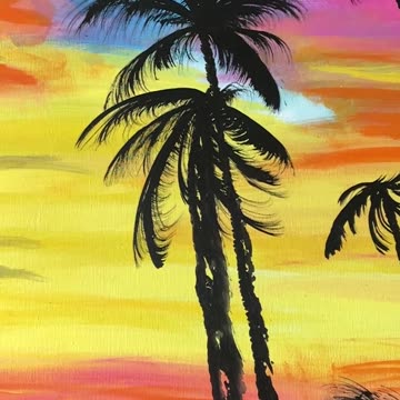Sunset Palms Painting with Acrylics | Acrylic Painting | 30 seconds of Art