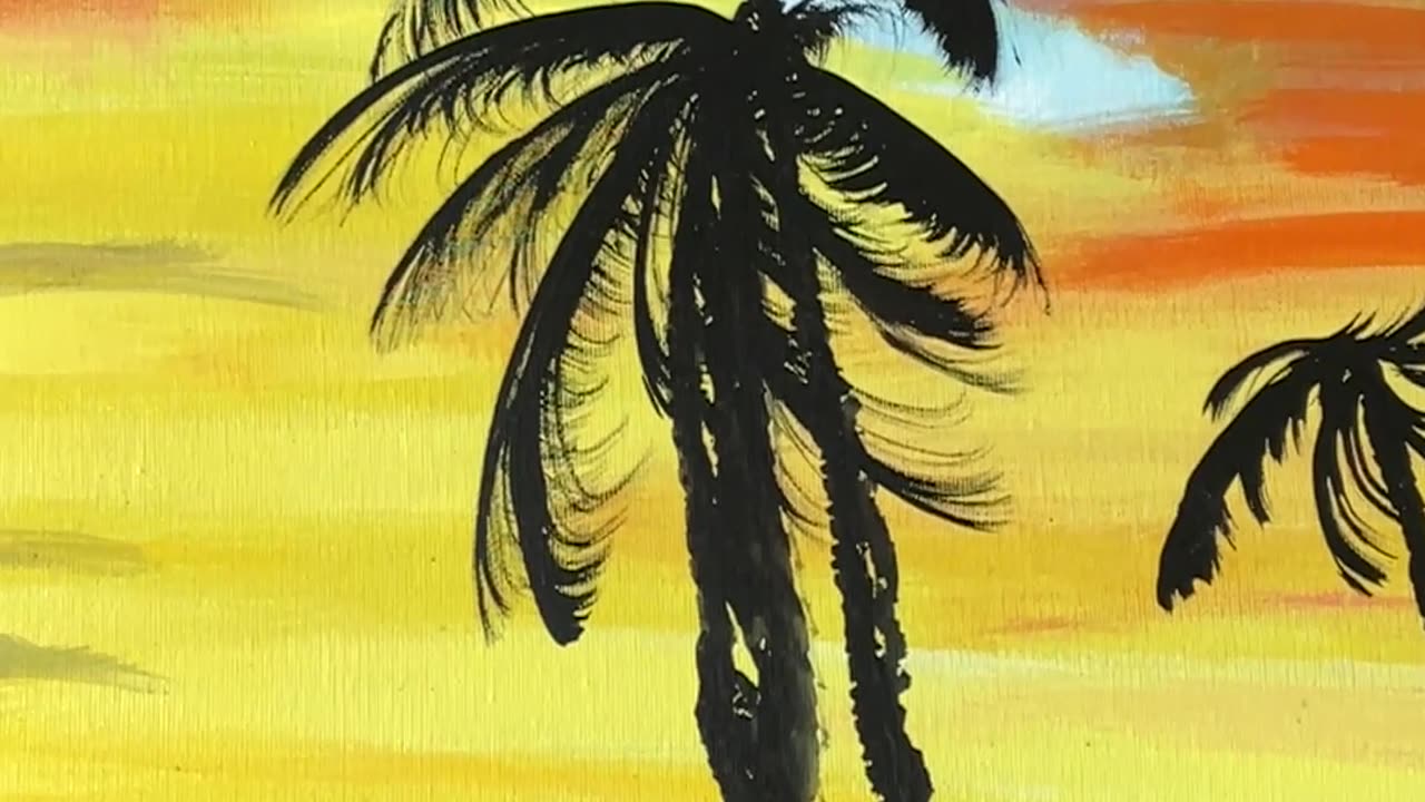 Sunset Palms Painting with Acrylics | Acrylic Painting | 30 seconds of Art