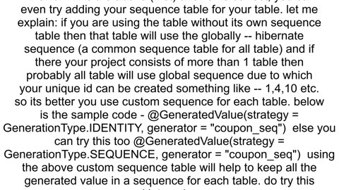 javasqlSQLSyntaxErrorException Table 39democoupon_seq39 doesn39t exist