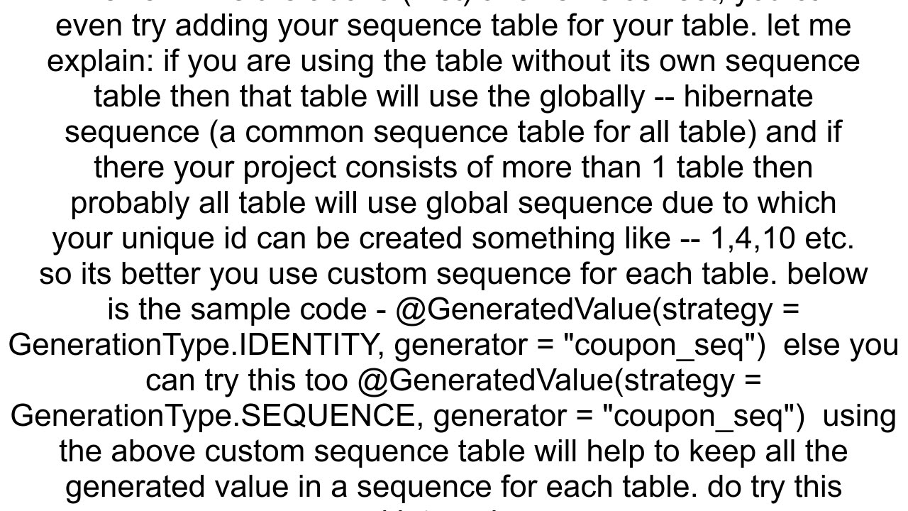 javasqlSQLSyntaxErrorException Table 39democoupon_seq39 doesn39t exist