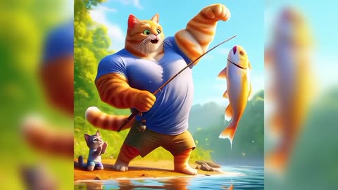Cute cat father and son story